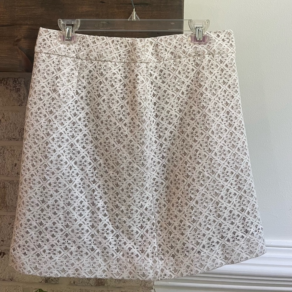 LOFT Cream Lace A-Line Skirt